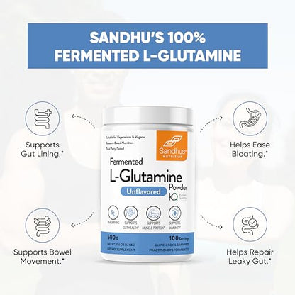 Sandhu's L-Glutamine - 100 Servings -Made in USA -500 Gram- Non-GMO- Amino Sandhu'sBuy Supplements Australia