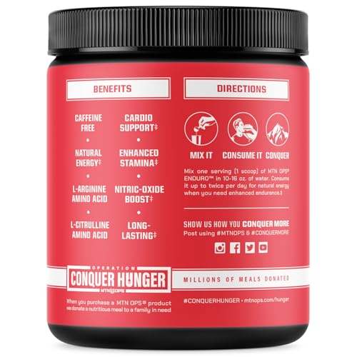 MTN OPS Enduro Trail Packs Nitric Oxide Supplement & Stim-Free Pre Workout - 20 Servings - with Magnesium Citrate, Beet Root Powder, Niacinamide, L Arginine & L Citrulline - Black Cherry Flavor