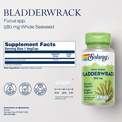 SOLARAY Bladderwrack Seaweed 580 mg Healthy Thyroid Balance and Weight Management SOLARAYBuy Supplements Australia