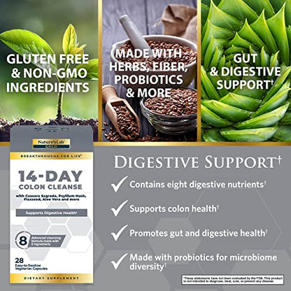 Nature's Lab Gold 14 Day Colon Cleanse* - Blend of Probiotics, Fiber, Flavonoids Nature's LabBuy Supplements Australia