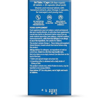 Vitabiotics Wellteen Him Plus Omega-3 - Maximum Nutritional Support for Teenagers and Young Men Ages 13-19 - 56 Tablets and Capsules WellteenBuy Supplements Australia