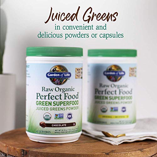 Garden of Life Raw Organic Perfect Food Green Superfood Juiced Greens Powder - Chocolate, 60 Servings, Non-GMO, Gluten Free, Vegan Whole Food Dietary Supplement Plus Probiotics, Enzymes Garden of LifeBuy Supplements Australia