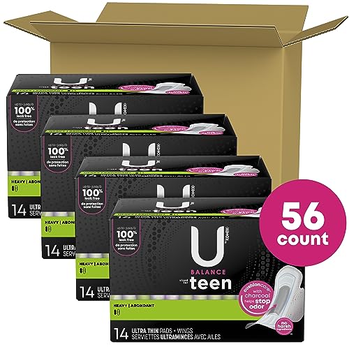 U by Kotex Balance Sized for Teens Ultra Thin Pads with Wings, Heavy Absorbency, 56 Count U by KotexBuy Supplements Australia