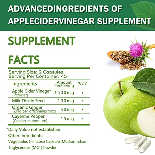 Sugar Free Apple Cider Vinegar Capsules with The Mother, New Formula with Milk Thistle EnvyDealBuy Supplements Australia