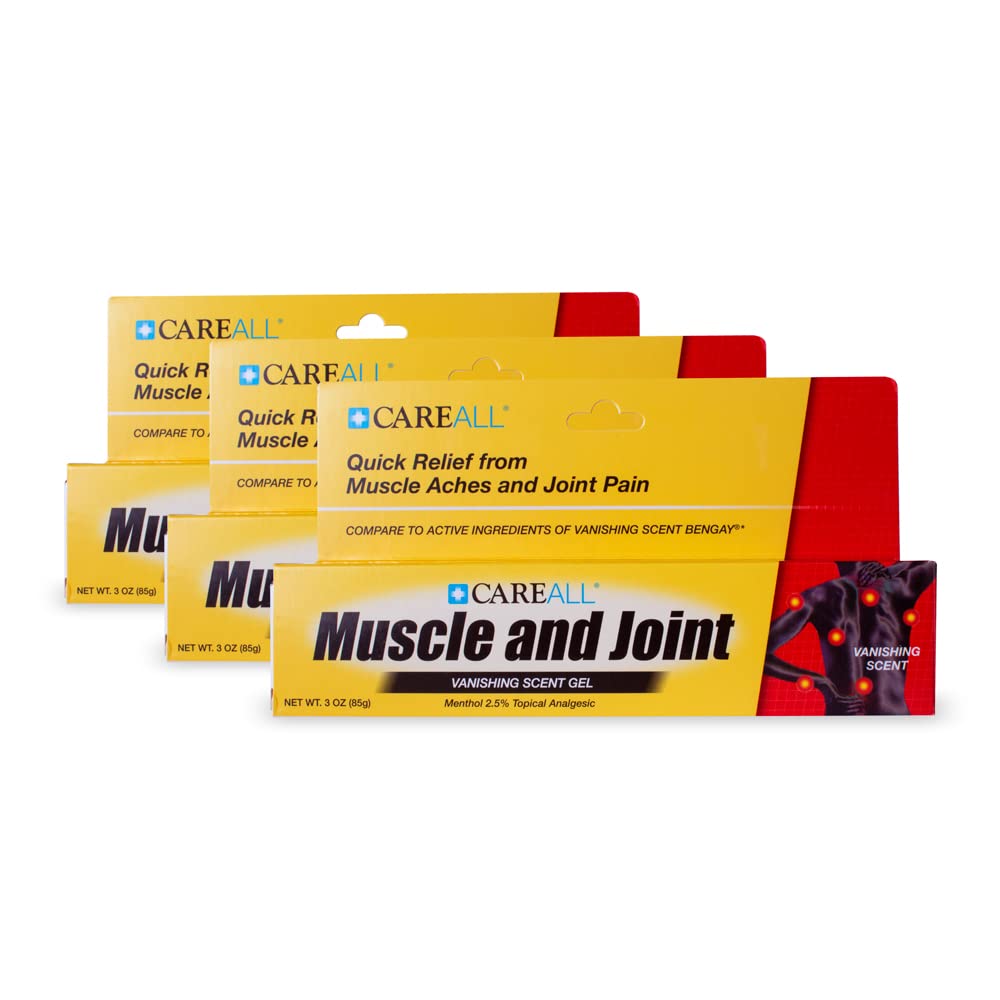 CareAll Muscle & Joint Vanishing Scent Gel, 3.0 oz. (3 Pack), Non-Greasy, Pain Relief Gel for Muscle, Back and Minor Arthritis, Topical Analgesic, 2.5% Menthol CareAllBuy Supplements Australia