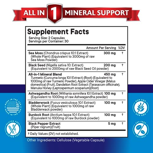 Silica Sea Moss 3000mg Black Seed Oil 2000mg Ashwagandha 1000mg Turmeric 1000mg NEW AGEBuy Supplements Australia