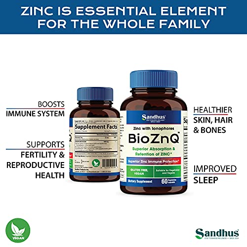 Sandhu's BioZnq 900mg Vegetarian Capsules Zinc Supplement with Quercetin Sandhu'sBuy Supplements Australia