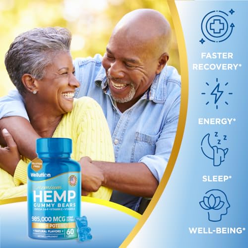 Wellution Hemp Gummies 985,000 High Potency - Fruity Gummy Bear with Hemp Oil WellutionBuy Supplements Australia