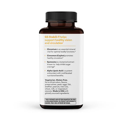LifeSeasons GS Stabili-T - Blood Sugar Support Supplement - Healthy Circulation & Vision - Maintain Normal Levels - Chromium Cinnamon Gymnema Bilberry & Alpha Lipoic Acid - 90 Capsules LifeSeasonsBuy Supplements Australia