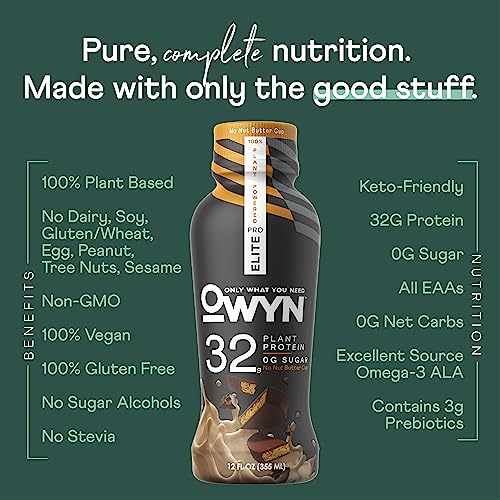 Pro Elite Vegan Plant-Based High Protein Keto Shake, No Nut Butter Cup, Zero Sugar OWYN Only What You NeedBuy Supplements Australia