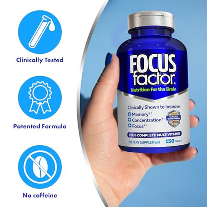 Focus Factor Nutrition for The Brain Improved Memory & Concentration Brain Supplement, 150 Count, 1 Pack (10407) Focus FactorBuy Supplements Australia