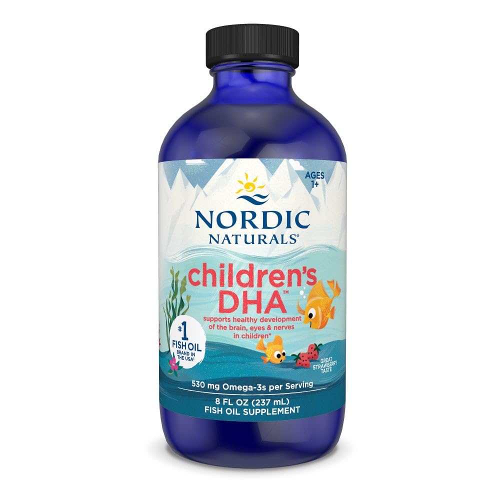 Nordic Naturals Children’s DHA, Strawberry - 8 oz for Kids - 530 mg Omega-3 with EPA & DHA - Brain Development & Function