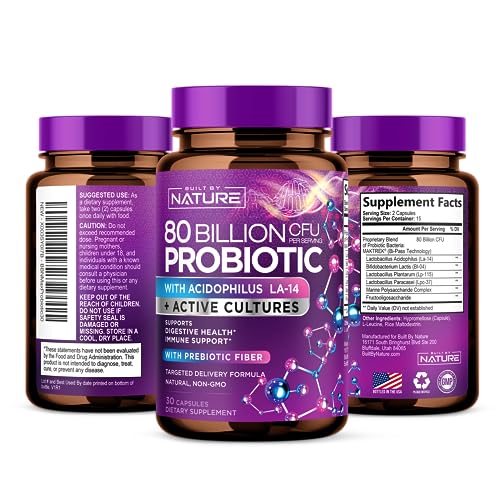 80 Billion CFU Probiotic - Daily Digestive Gut Health Supplement for Men & Women Built by NatureBuy Supplements Australia