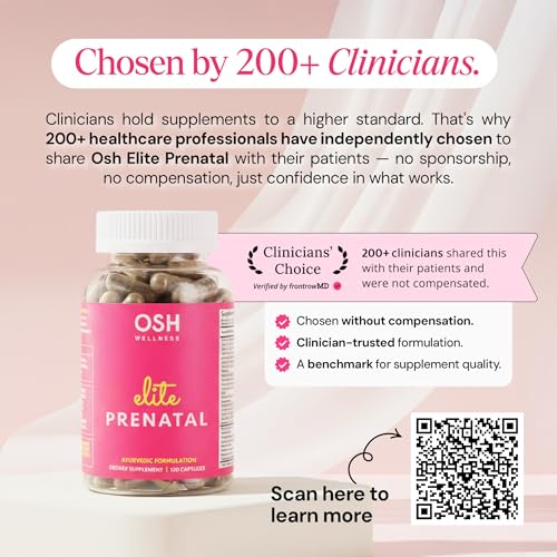 Ayurvedic Elite Prenatal Vitamins with Folate, Choline, Iron, Iodine & more | Made in USA | Optimal Bioavailability | Supports Baby's Growth and Brain Development | 30 Day Supply - OSH Wellness Freshly MomsBuy Supplements Australia