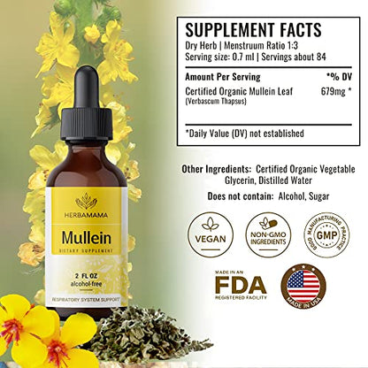 Mullein Leaf Tincture - Lung Cleanse - Vegan Lung Detox - Respiratory Health HERBAMAMABuy Supplements Australia