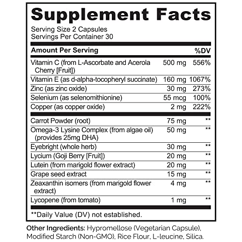 NATURELO Eye Vitamins - AREDS 2 Formula Nutrients with Lutein, Zeaxan NATURELOBuy Supplements Australia