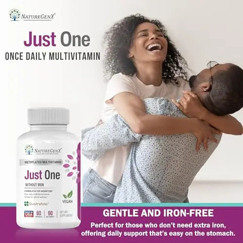 NatureGenX Just One Daily Methylated Multivitamin - 60 Caps Pure Methyl B12, Methylfolate MTHFR Support Supplement Iron Free Methylated Vitamins NatureGenXBuy Supplements Australia