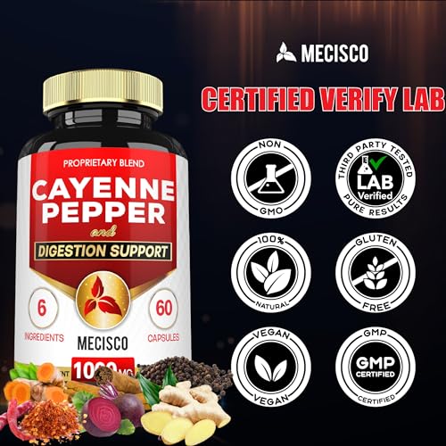 Mecisco 6in1 Cayenne Pepper Capsules Organic with Ginger Root, Beet Root, and Black Pepper MeciscoBuy Supplements Australia