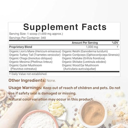 Organic Mushroom Powder Supplement, 12oz – 10 in 1 Active Blend – Turkey Tail, Lions Mane DEAL SUPPLEMENTBuy Supplements Australia