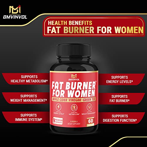 Fat Burner for Women, 9-in-1 Powerful Blend of Apple Cider Vinegar, Green Tea, Garcinia Cambogia BMVINVOLBuy Supplements Australia