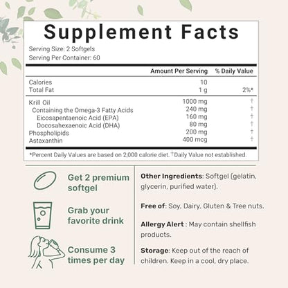 2 Pack Antarctic Krill Oil Supplement, 1000mg Per Serving, 120 Soft-Gels Each Micro IngredientsBuy Supplements Australia
