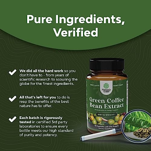 Pure Green Coffee Bean Extract Supplement – Best for Weight Loss Appetite Suppressant Natures CraftBuy Supplements Australia