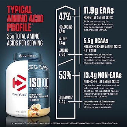 Dymatize ISO 100 Protein Powder with 25g of Hydrolyzed 100% Whey Isolate, Vanilla 5 DymatizeBuy Supplements Australia