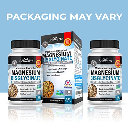 Magnesium Bisglycinate 100% Chelate No-Laxative Effect - Maximum Absorption BioSchwartzBuy Supplements Australia