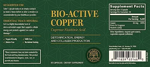 Global Healing Bio-Active Copper Supplement Cu1 - Cuprous Nicotinic Acid Helps Detox Global Healing CenterBuy Supplements Australia