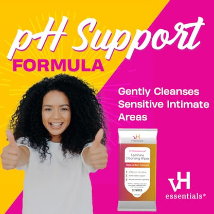 vH essentials Feminine Cleansing Wipes - pH Balanced, Prebiotics, Tea Tree & Aloe, Soothing Witch Hazel vH essentialsBuy Supplements Australia