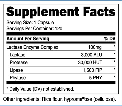 Nutricost Lactase Enzyme Complex 3,000 FCC ALU, 120 Veggie Capsules - Non-GMO NutricostBuy Supplements Australia