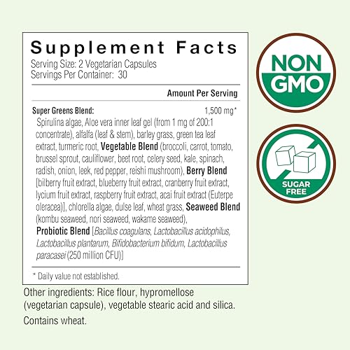 Country Farms Super Greens Vegicaps, 32 Super Foods, Whole Food Supplement, Greens, Fruit, Vegetables, Mushrooms & Probiotics, Rich in Antioxidants & Phytonutrients, 60 Count, 30 Servings Country FarmsBuy Supplements Australia