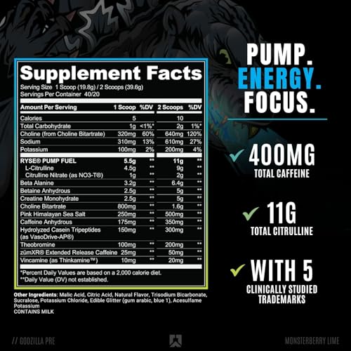 Ryse Noel Deyzel x Godzilla Pre Workout | Intense Pumps, Energy, & Focus | Citrulline & Beta RYSE Up SupplementsBuy Supplements Australia