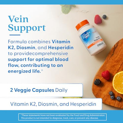 Doctor's Best Vein Support Supplement - Contains Diosmin & Hesperidin, Circulation Support for Legs & Feet, for Men & Women, Formula with Vitamin K2 & Natural Orange Extract, Vegan - 60 Veg Caps Doctor's BESTBuy Supplements Australia