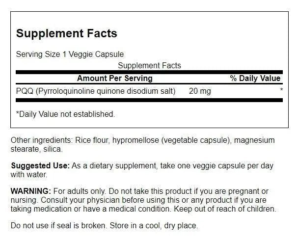 Swanson Pqq Pyrroloquinoline Quinone 20 Milligrams 30 Veg Capsules SwansonBuy Supplements Australia