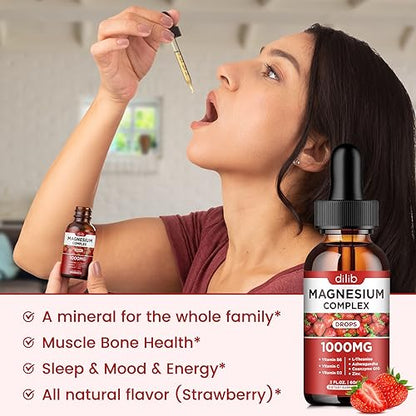 Triple Magnesium Complex Supplement, Magnesium Glycinate, Blend, Citrate Liquid Drops dilibBuy Supplements Australia