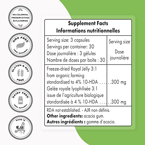 Supersmart - Organic Royal Jelly 300mg per Day (High Strength 4% 10-HDA) - Freeze SupersmartBuy Supplements Australia