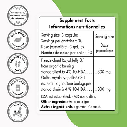Supersmart - Organic Royal Jelly 300mg per Day (High Strength 4% 10-HDA) - Freeze SupersmartBuy Supplements Australia