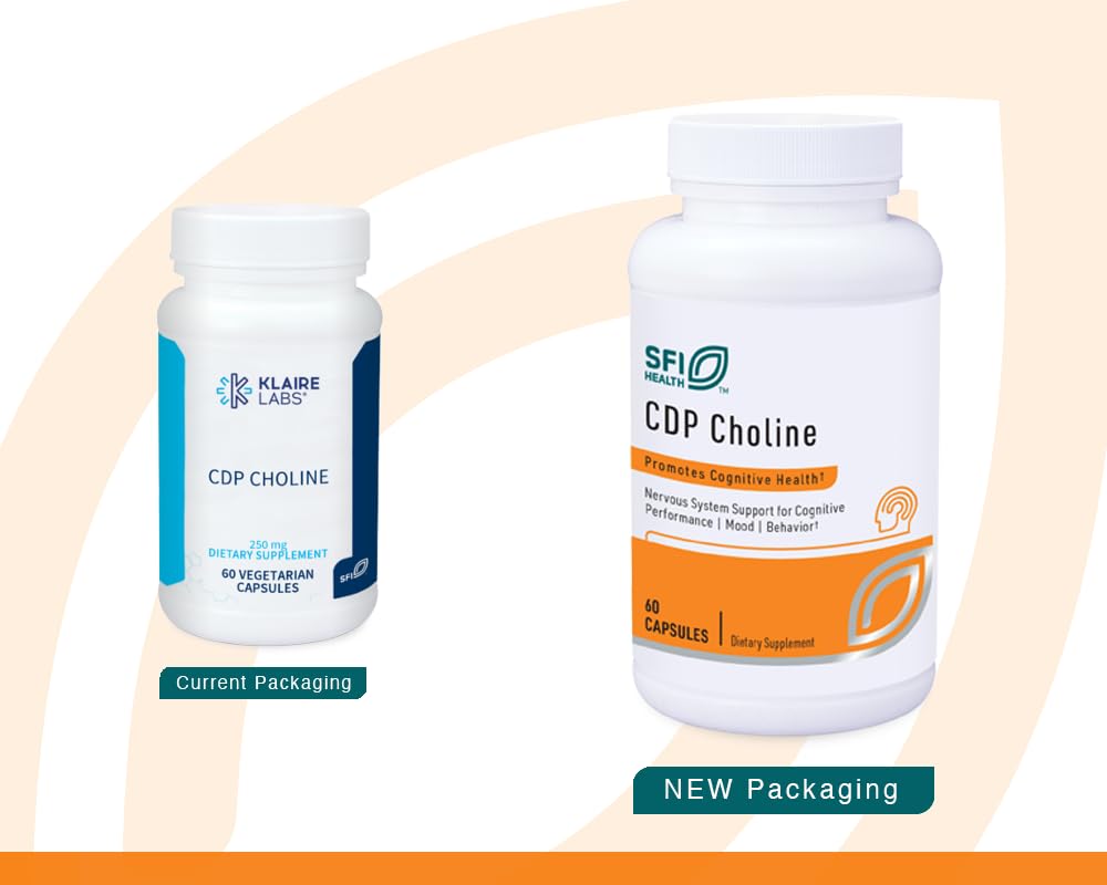 Klaire Labs SFI Health CDP Choline 250mg - Soy-Free Choline Supplements - Cognizin Citicoline to Help Support Memory, Focus & Attention - Bioavailable Active Form, Hypoallergenic (60 Capsules) SFI HealthBuy Supplements Australia