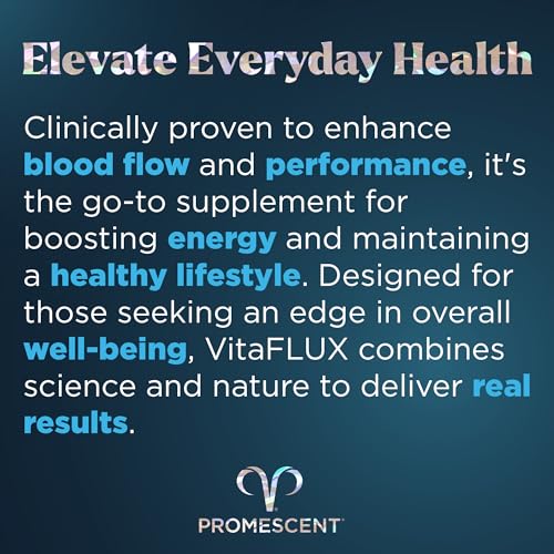 Promescent VitaFLUX Women's Nitric Oxide Booster Supplement, Boost Energy & Performance - Therapeutic Dose of Essential Amino Acids L Arginine, L Citrulline, L Carnitine, Zinc (180 Capsules)