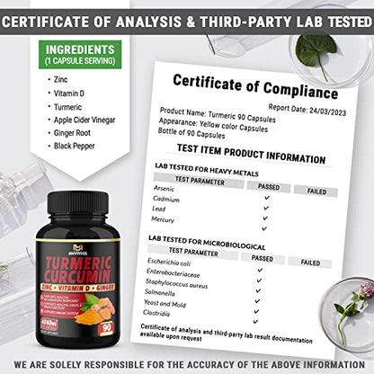 BMVINVOL Turmeric Curcumin Supplement 4040 mg - 95% Curcuminoids with Ginger BMVINVOLBuy Supplements Australia