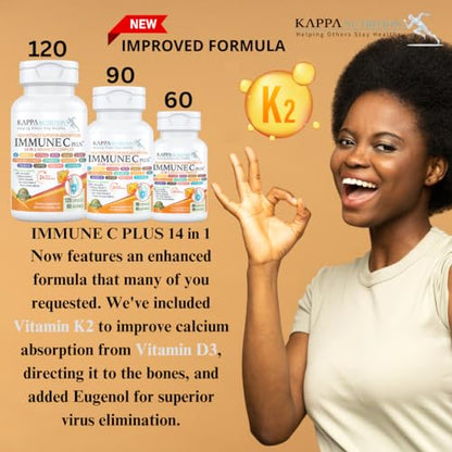 Quercetin 1,000mg, Vitamin C 1,000mg, Zinc 50mg, Vitamin D3 5,000iu, Selenium, Copper, Acerola, Ginger, Rutin, Bitter Orange, Rose Hips, Echinacea, Immune C Plus, 14 in 1 Immune C Plus (120 Count) KAPPA NUTRITIONBuy Supplements Australia