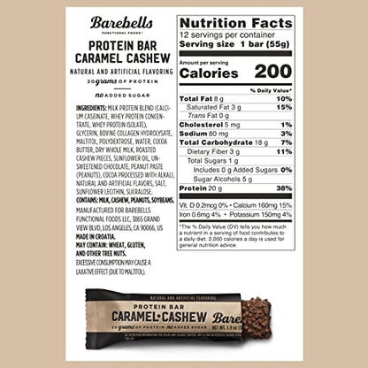 Barebells Protein Bars Caramel Cashew - 12 Count, 1.9oz Bars with 20g of High Protein BAREBELLSBuy Supplements Australia