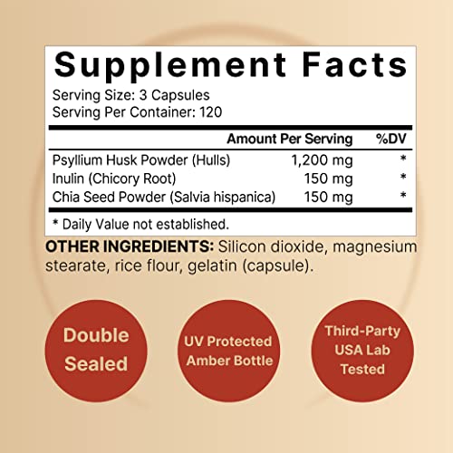 NatureBell Psyllium Husk Capsules 1500mg Per Serving, 360 Count, with Inulin NatureBellBuy Supplements Australia