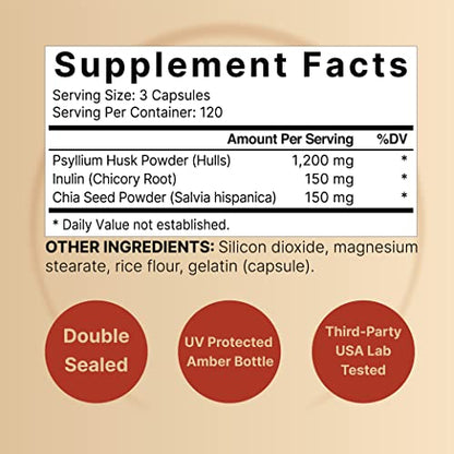 NatureBell Psyllium Husk Capsules 1500mg Per Serving, 360 Count, with Inulin NatureBellBuy Supplements Australia