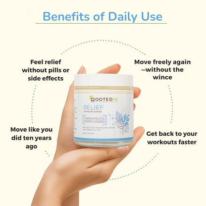 Rooted In Relief Magnesium Cream – 500mg Magnesium Chloride per Teaspoon – Enriched with Arnica, Comfrey & Botanical Blend – Targeted Muscle Support & Topical Relaxation – 4 oz Glass Jar Rooted InBuy Supplements Australia