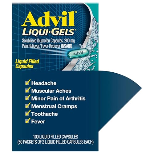 Advil Liqui-Gels Pain Reliever and Fever Reducer, Pain Medicine for Adults with Ibuprofen 200mg for Headache, Backache, Menstrual Pain and Joint Pain Relief - 50x2 Liquid Filled Capsules AdvilBuy Supplements Australia