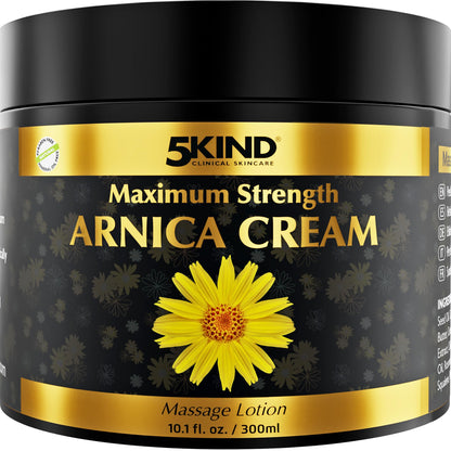 5kind Extra Strong Arnica Cream for Bruising and Swelling 10.1 Fl Oz - Arnica Bruise Cream Extra Strength Fast Healing Thin Skin - High Concentration Arnica Montana Extract for Bruises-Natural Formula - Maple Wellness Supplements