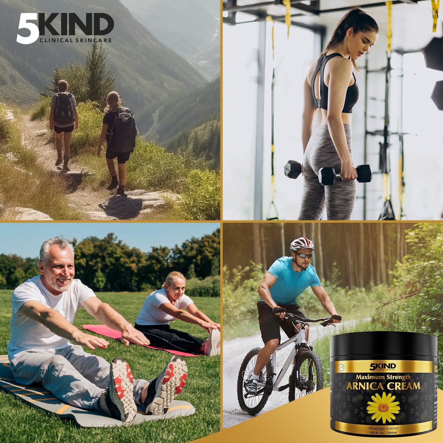 5kind Extra Strong Arnica Cream for Bruising and Swelling 10.1 Fl Oz - Arnica Bruise Cream Extra Strength Fast Healing Thin Skin - High Concentration Arnica Montana Extract for Bruises-Natural Formula - Maple Wellness Supplements