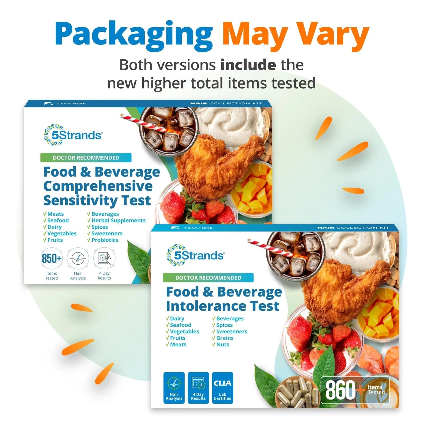 5Strands Food & Beverage Intolerance Test for Adults & Kids, 868 Items Tested, at-Home Sensitivity Testing, Hair Analysis, Gut Health Test, Results in 4 Days - Maple Wellness Supplements